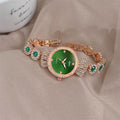 2025 new live stream peacock green women's versatile quartz wristwatch - cross-border little green retro green quartz watch