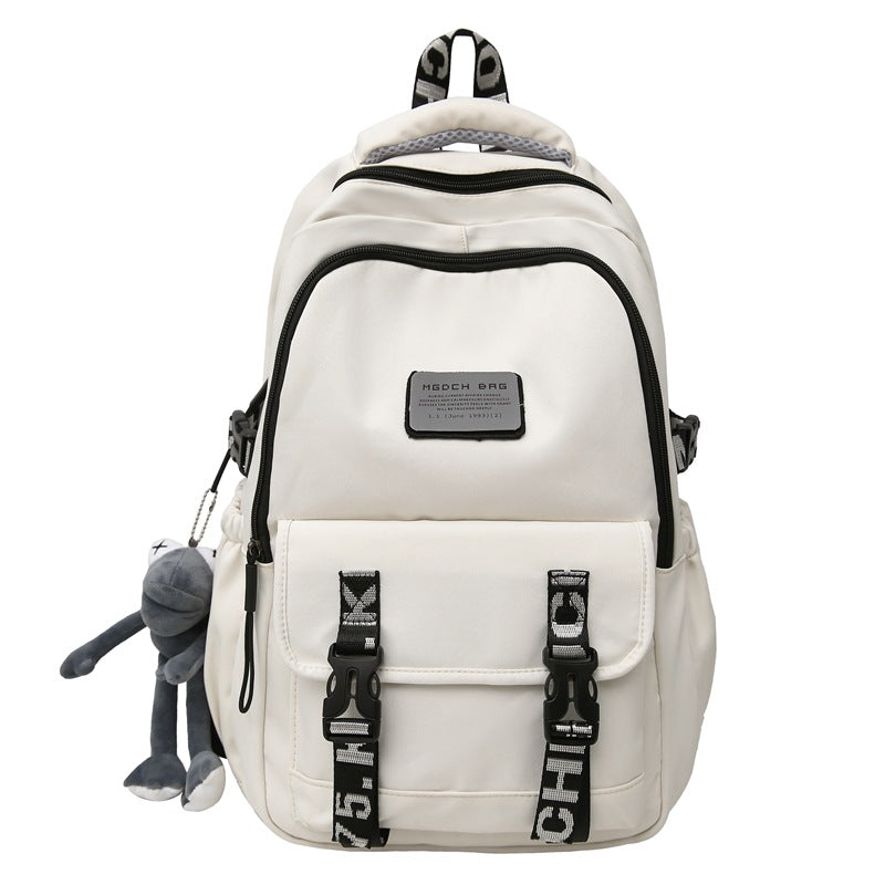 School bag for boys, junior high school students, large-capacity lightweight backpack, simple texture backpack, night safety reflective backpack