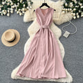 Qianjin wind sleeveless waist pure desire dress women's summer single breasted high waist a-line skirt work clothingelegantclassy