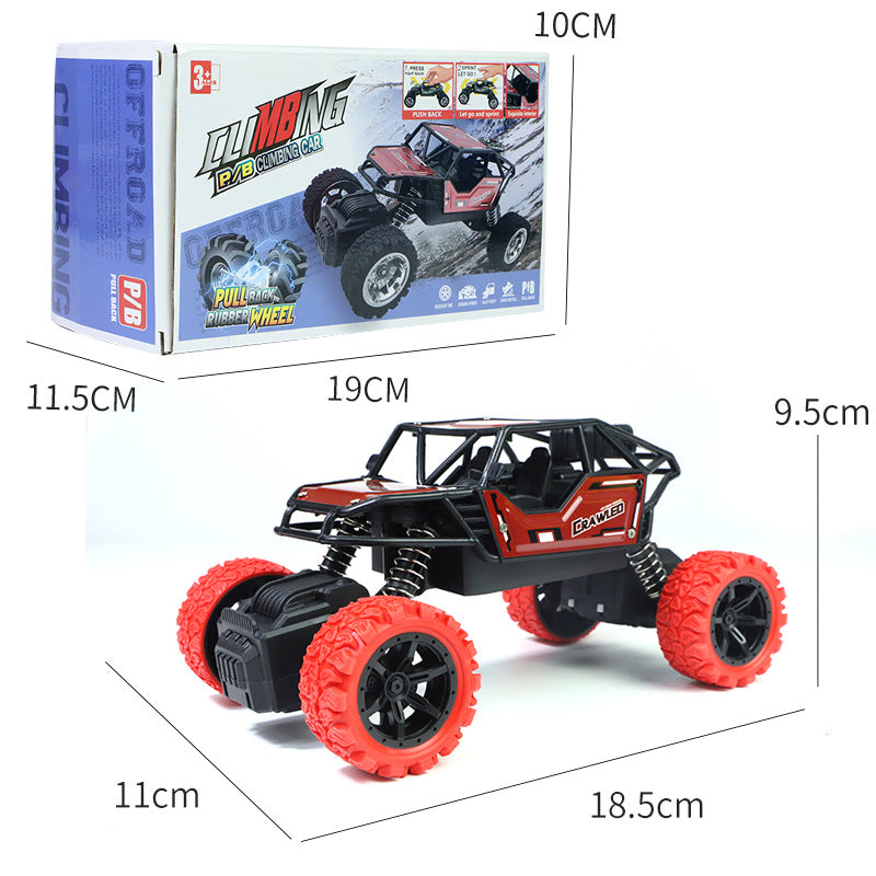 Kids' large alloy pull-back off-road vehicle - shock-absorbing, durable, four-wheel drive, big-wheel climbing car model toy - perfect for street vendors