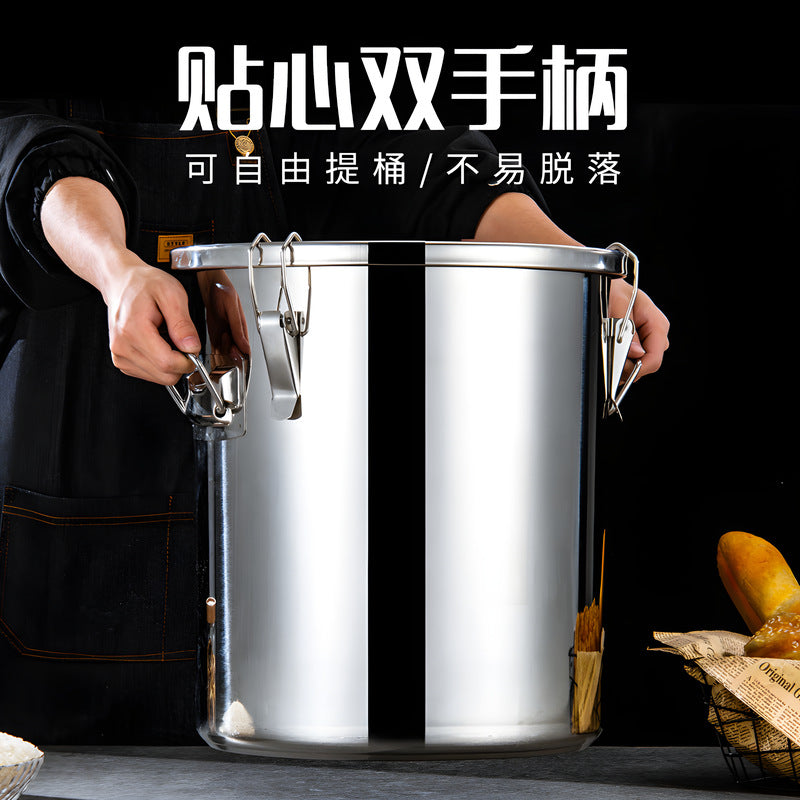 Extra thick sealed barrel 201 stainless steel rice barrel insect-proof and moisture-proof rice barrel for home rice storage barrel soup barrel flour barrel oil tank