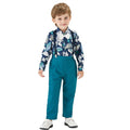 Wholesale foreign trade children's clothing: hong kong style boys' shirt floral top and dark trousers set - new spring collection for cross-border e-commerce