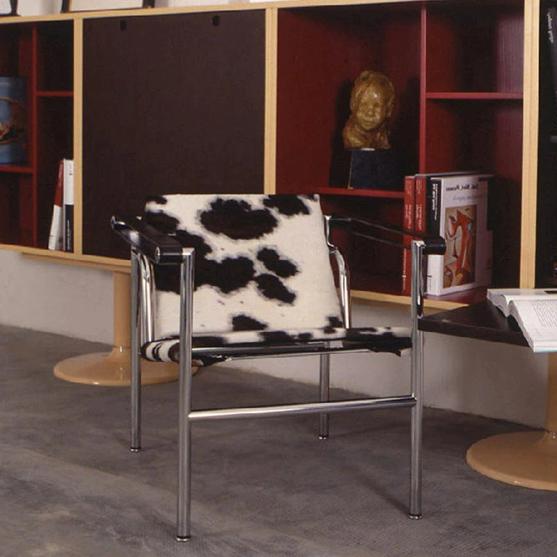 Lc1 bauhaus-inspired mid-century modern designer accent chair - minimalist stainless steel single sofa for small spaces
