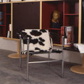Lc1 bauhaus-inspired mid-century modern designer accent chair - minimalist stainless steel single sofa for small spaces