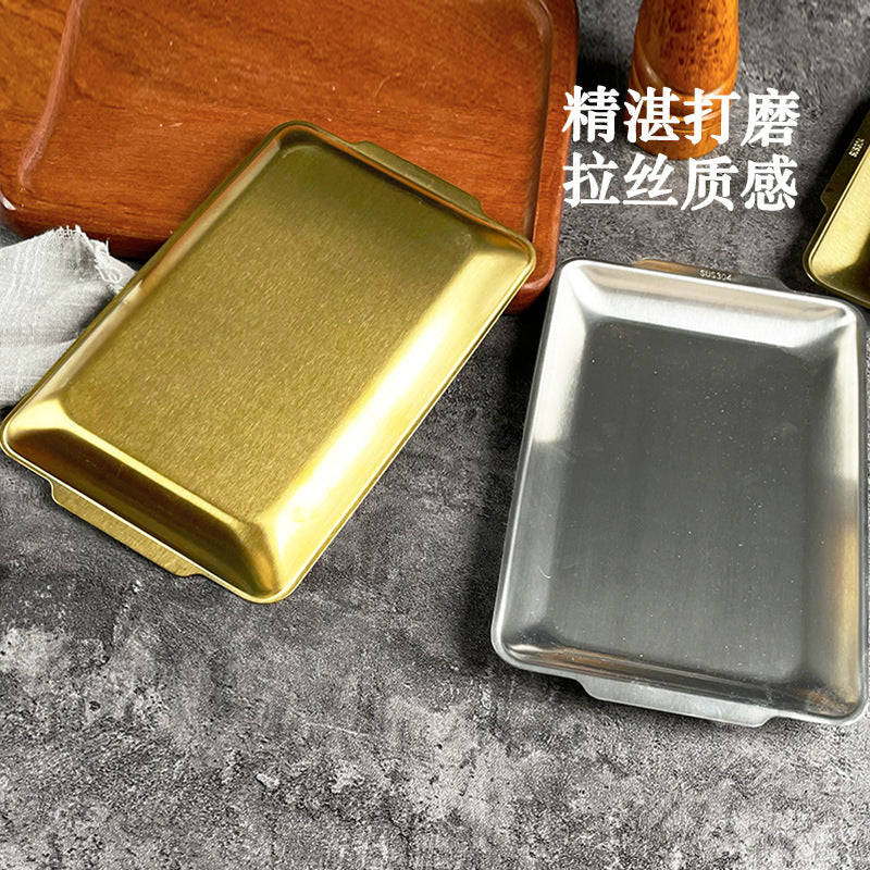 Korean style 304 stainless steel rectangular plate, korean bbq plate, serving dish, sushi plate, flat plate, tray, barbecue plate