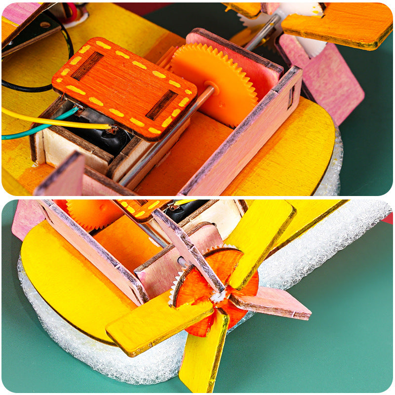 Paddle steamer wooden technology small production children and students handmade DIY splicing puzzle science experiment teaching aids materials