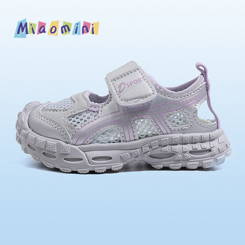 Summer kids sneakers breathable mesh girl frame shoes soft bottomnon-slip boys toe cap sandals 1-6 years old