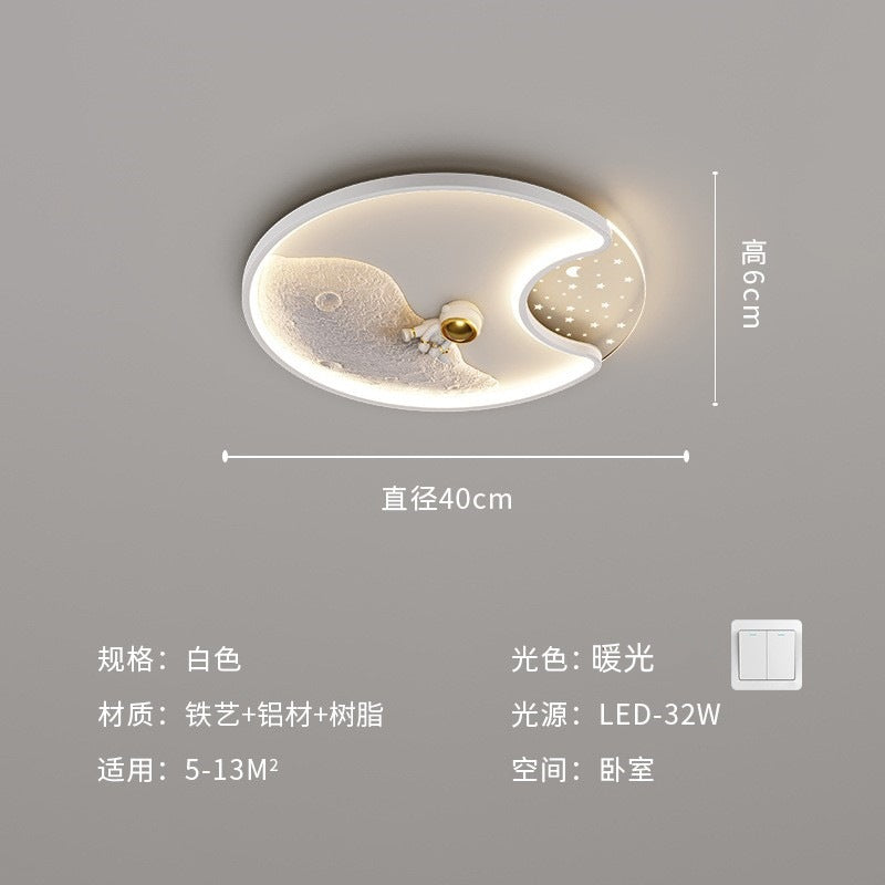 Children's room eye protection full spectrum astronaut ceiling light, boys and girls bedroom room warm lighting LED lamps