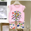 Kids' tank top set - summer new arrival: pure cotton girls' shorts outfit, korean style sleeveless set for baby boys and girls