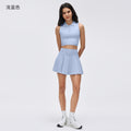 Polo collar sports tank top women's summer outdoor fitness yoga tennis skirt running training athletic skort set