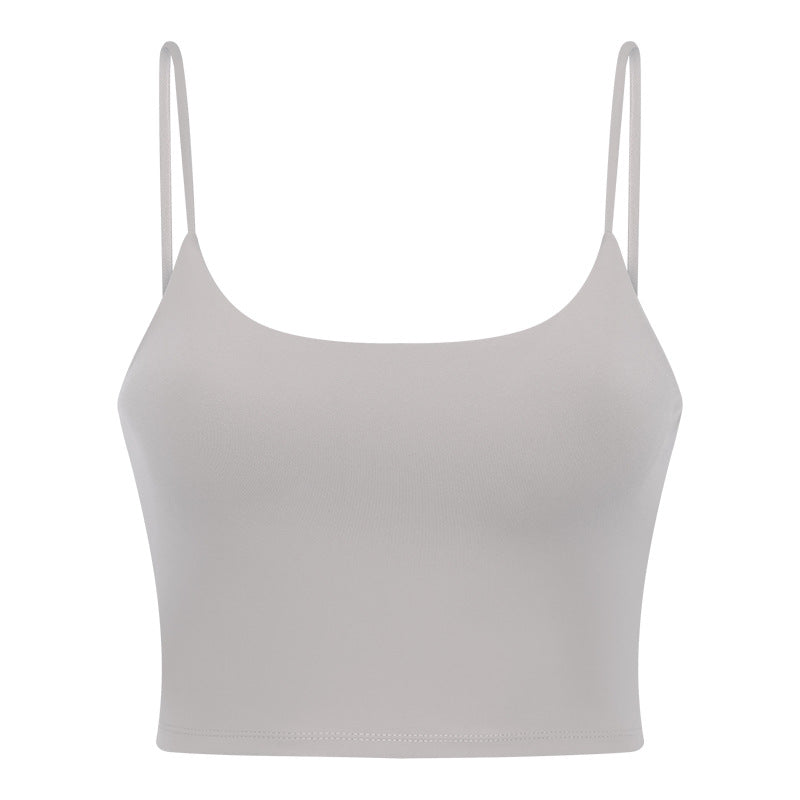 New women's sports yoga tank top with built-in bra pads, sexy spaghetti strap racerback fitness top, yoga camisole c5238