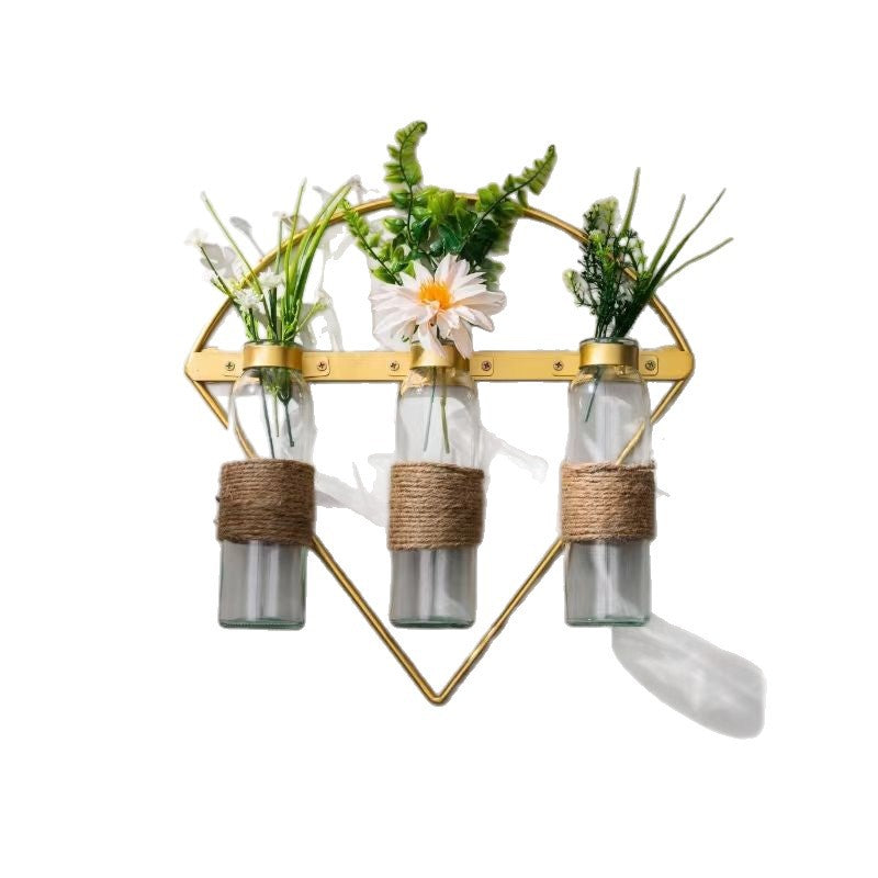 Wall-mounted vase & plant holder - no drilling required - hydroponic flower stand - nordic iron art decor