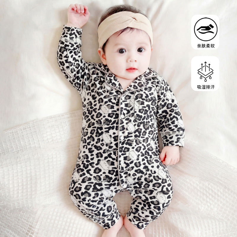 Infant romper - summer lightweight, class a, long sleeve, turn-down collar, newborn air conditioning suit, baby crawling suit for boys and girls