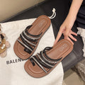fashion wear-resistant flat sandals women's slippers comfortable rhinestone roman sandals female student beach slippers wholesale
