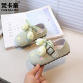 Vancahao kids' french-style leather shoes, new autumn  collection: embroidered princess shoes for girls, vintage student flats