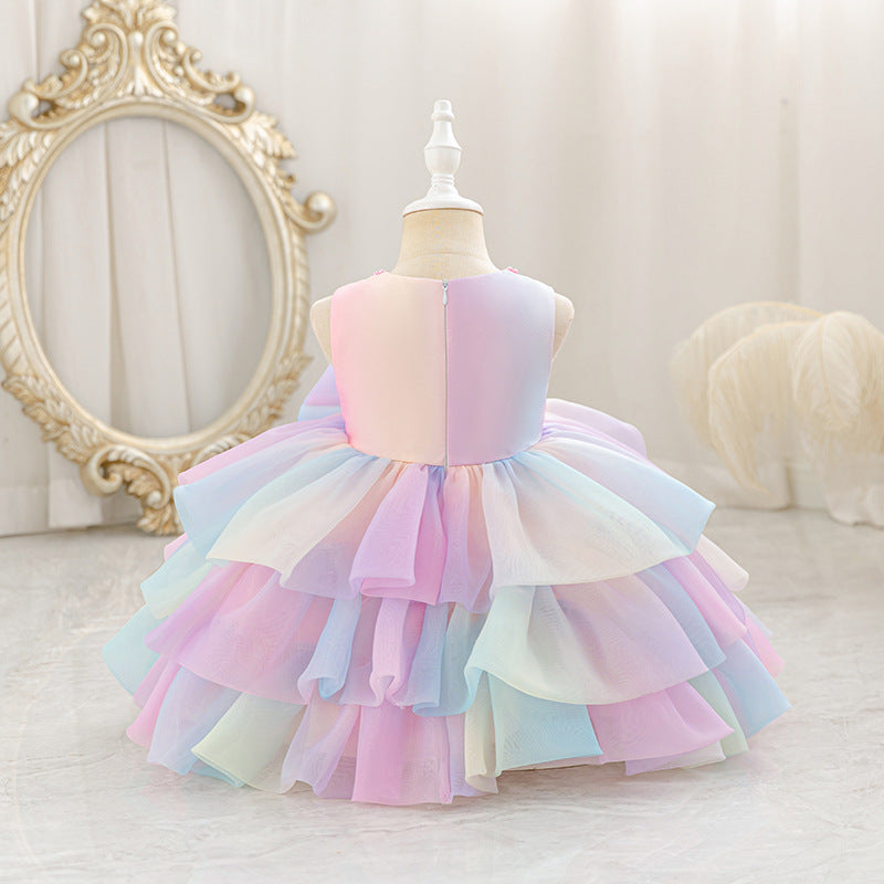 baby girl birthday first birthday princess dress gradient colorful skirt sleeveless girl dress european and american style in stock