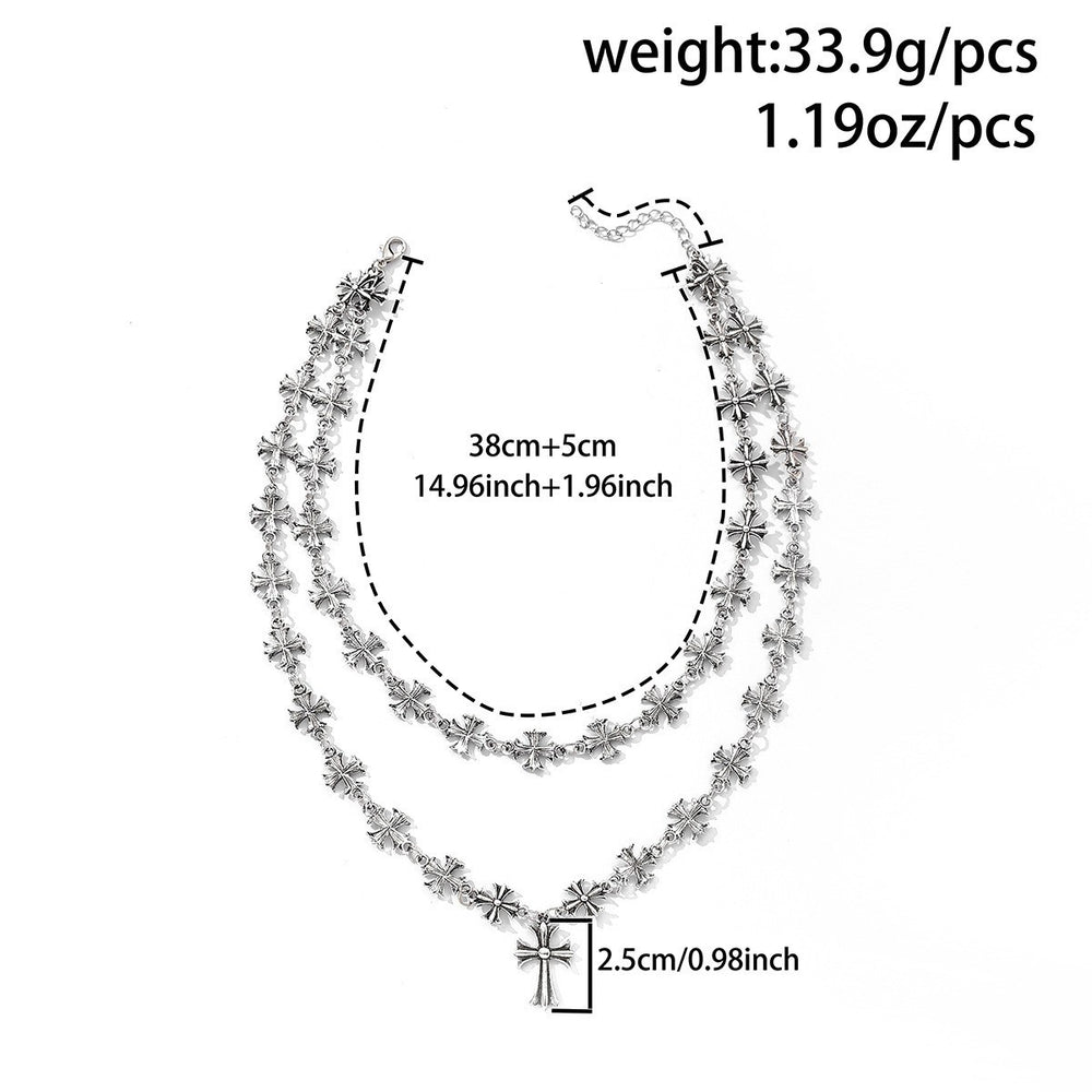 Cross necklace wholesale european and american cross-border jewelry fashion hip-hop non-fading necklace men's double-layered cuban chain