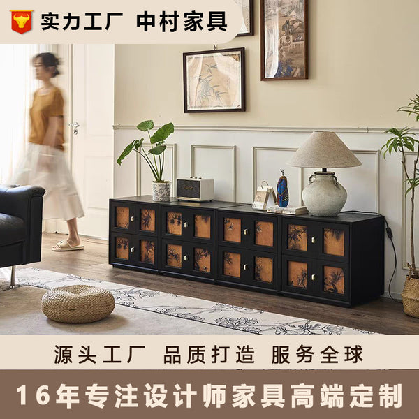Medieval solid wood chest cabinet, fragrant cloud yarn card door cabinet, living room TV cabinet against the wall, storage cabinet, bedroom bedside table, side cabinet