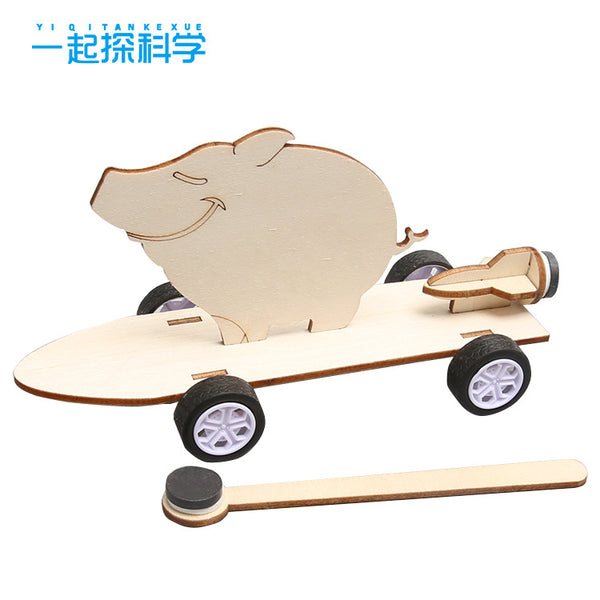 Technology small production DIY magnetic trolley children's science experiment educational stem education manual assembly mold toy