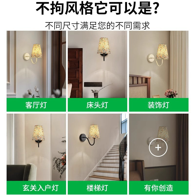 Wall lamp Modern simple French aisle Living room wall lamp Creative color printing Bedroom bedside wall lamp 1