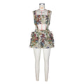 foreign trade european and american clothing new arrival street retro flower french palace tube top tassel suspender shorts suit