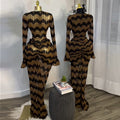 European and american women's clothing  summer new sweet and fresh striped round neck long sleeve high waist maxi dress