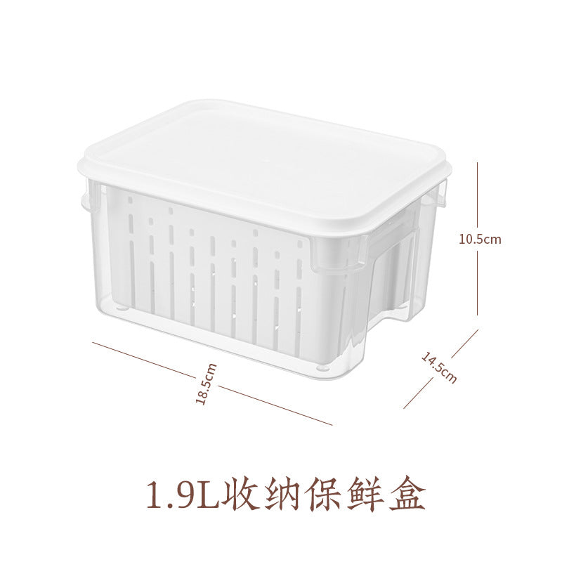 Food grade fruit and vegetable refrigerator storage drain basket kitchen finishing superimposed transparent sealing double-layer fresh-keeping box