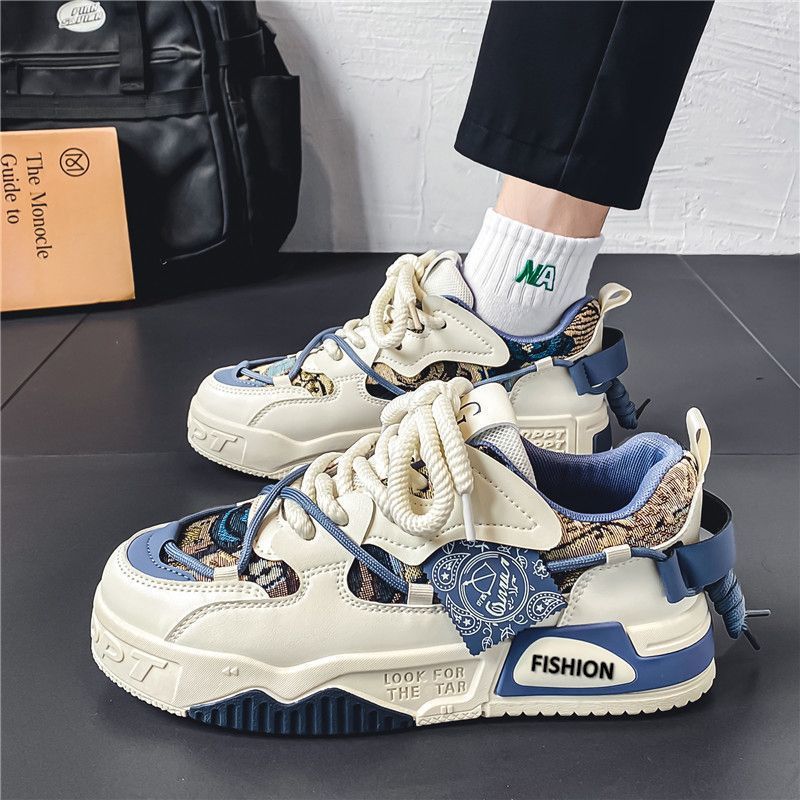 Trendy men's winter casual sneakers: unique, original design, versatile style for middle school students, height-boosting platform sneakers