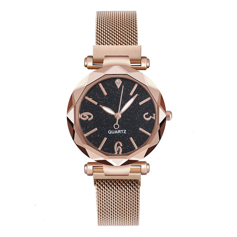 Ready-to-ship wholesale starry sky watches, women's quartz watches with magnetic strap – one-piece dropshipping available