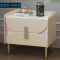 Solid wood cabinet with 50cm rock slab top - gold & light pink