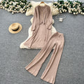 Xiaoxiangfeng wear women's autumeasiest for match sleeveless v neckvest vest loosepantsknittingcardiganhigh waistpants