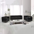 Minimalist business office sofa - classic le corbusier black reception area lounge seating - lc2 leather sofa