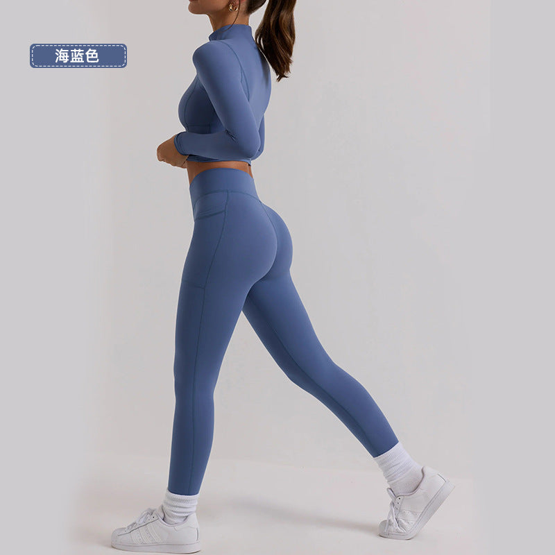new arrival long-sleeve yoga top and bottom set - premium women's activewear two-piece workout outfit