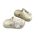 Cute floral puff buckle clogs women's summer outdoor wear 2025 new thick sole "stomping on shit" comfort closed-toe eva sandals