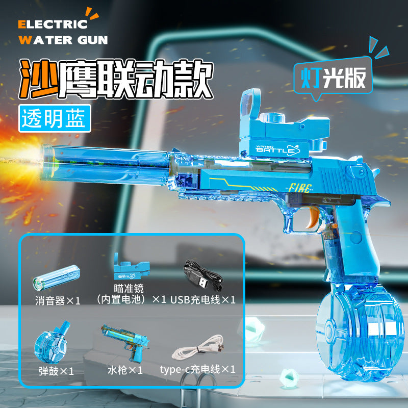hot model linked desert eagle electric water gun family interactive fully automatic continuous fire boy toy water fight