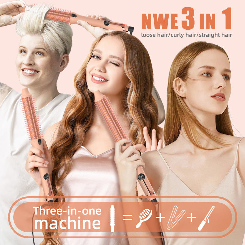 Cross-border new curling iron styling comb, negative ion hair straightener, three-in-one multi-functional dual-purpose curling iron, electric heating comb