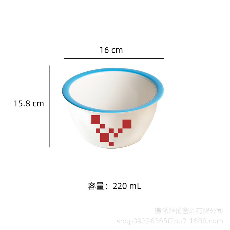 Ins scandinaviancasual style grids geometric fragments creative design color block paint bowl stylish color ceramic bowl