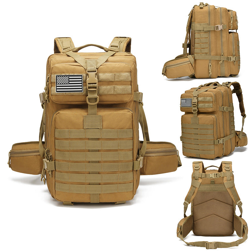 Outdoor Tactical Backpack Attack Bag Large Capacity Travel Backpack Anti-splashing Water-resistant Wear-resistant Hiking Bag Three-level Bag Male