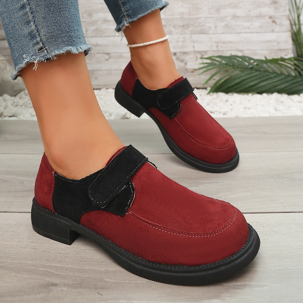 plus sizespring & fallnew arrival british style velcro small leather shoes women's retrothick sole loafers casualflats women