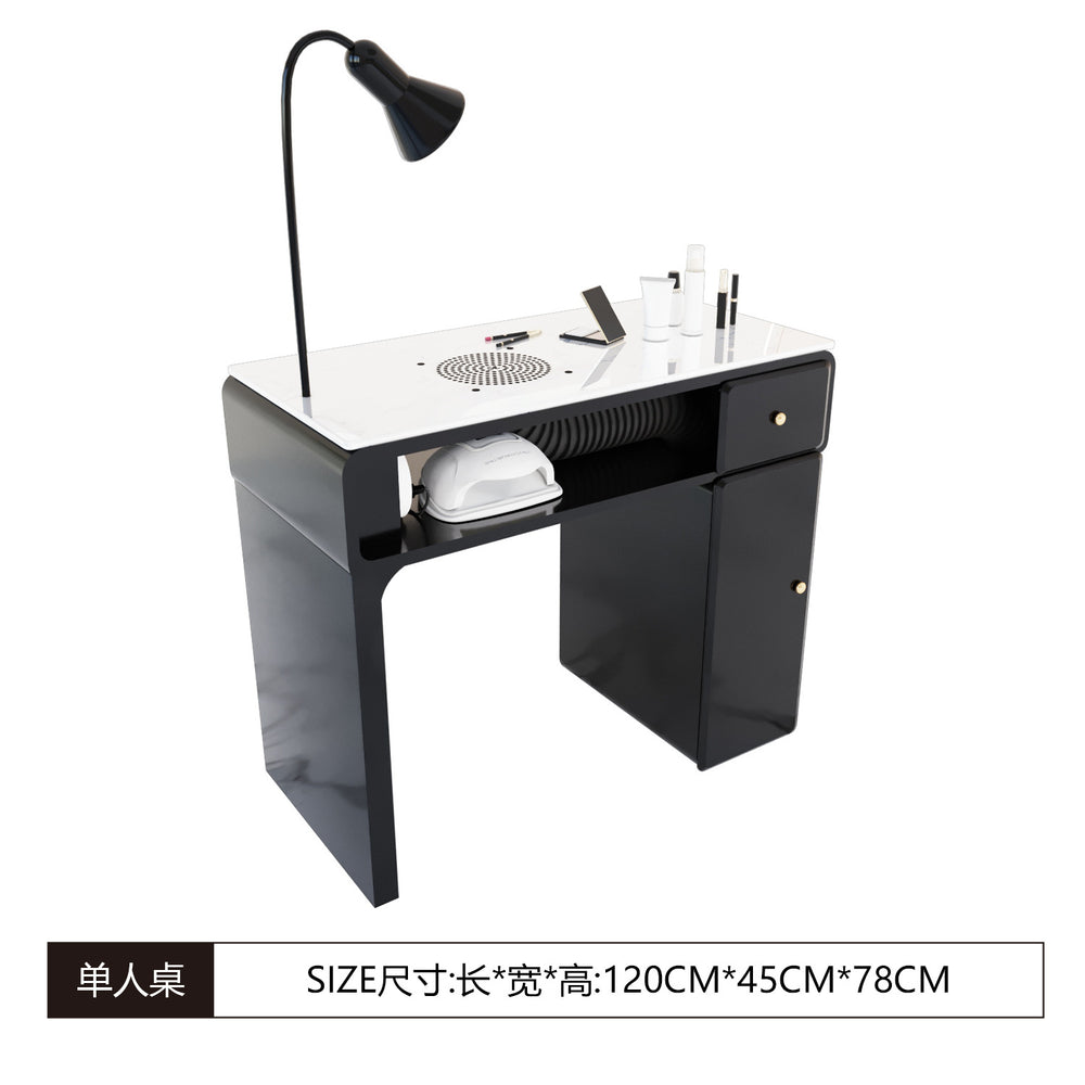 New arrival: extra-wide 45 turbine engraved grade vacuum marble & porcelain surface multifunctional minimalist nail table and chair set