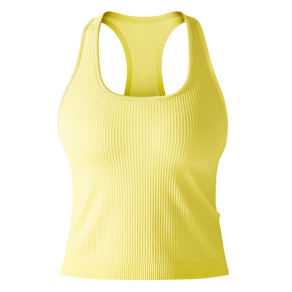 New ribbed knit yoga tank top - sleeveless u-neck, quick-dry, breathable, compression fit for running, sports, and fitness
