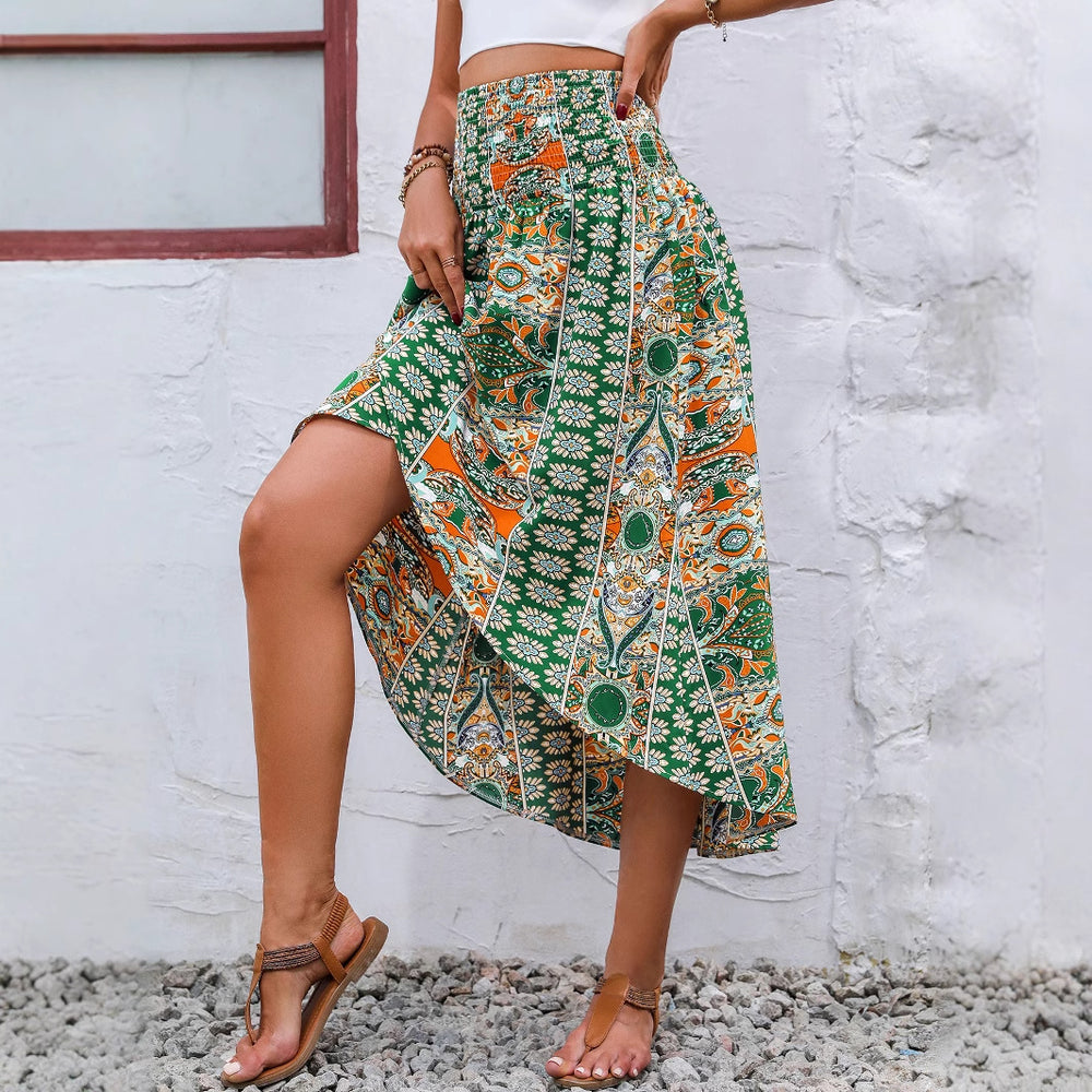 Pre-sale 92127#  cross-border women's light and elegant retro floral irregular skirt for women