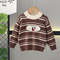 Kids' sweater  new arrival: fleece-lined, thickened knit base layer, cartoon korean style pullover sweater for boys