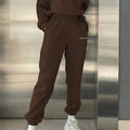 026  fashion cross-border retro brown sports suit small letter embroider short sweatshirt jogger pants