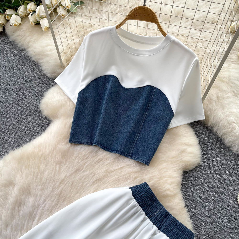 Commuting style silm vest high waistloose pantstwo-piece set female k-style summer silm type slimming lookelegantsuit