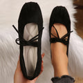Lazy plus sizeflatsfemaleautumnew arrivalpleated suede bowscross-border exportflatscasualflats