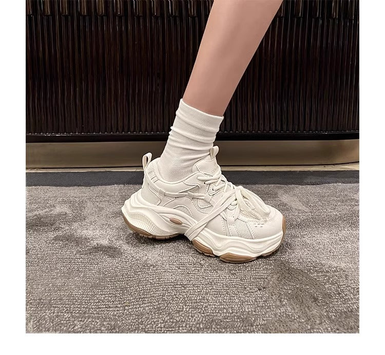 Best selling shoes women's dad shoes thick sole height increasing 2026 spring and summer new ins trendy cool casual sports white shoes