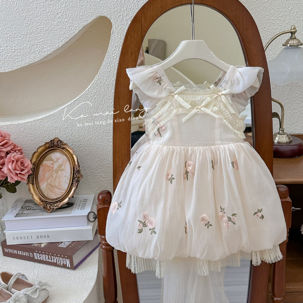 【custom wholesale】girls' dresses  summer new styles bowknot chic baby girl birthday princess dress