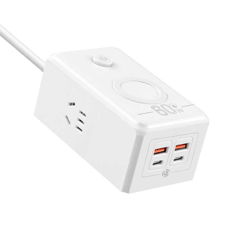 60w wireless phone charging socket panel multifunctional with usb fast charging power strip home dormitory power strip