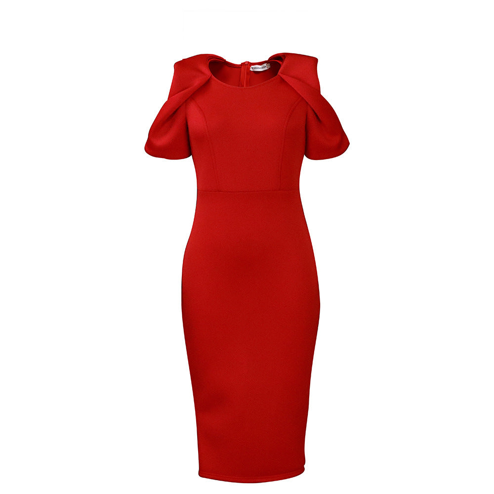 D289 european and american clothing  summer new independent station plus size women's clothing hip covering ol elegant commuting export dress